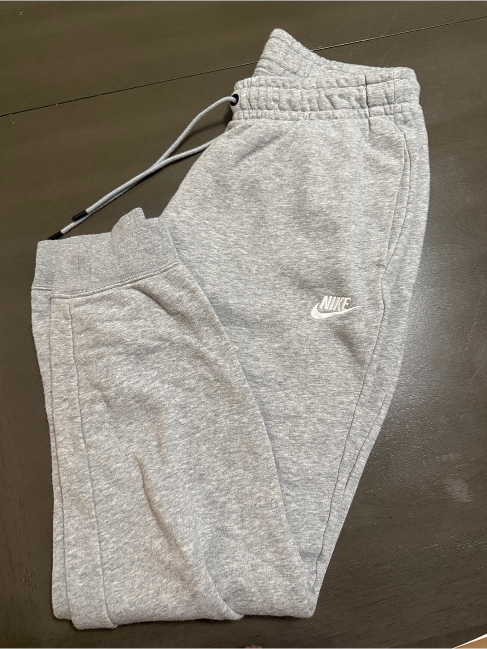 Nike Youth Light Grey Fleece Joggers with Drawcord